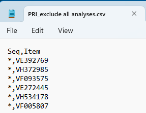 Example exclude items from all sequences