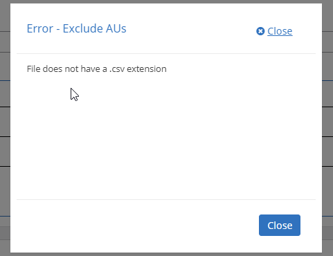 Exclude AU error file