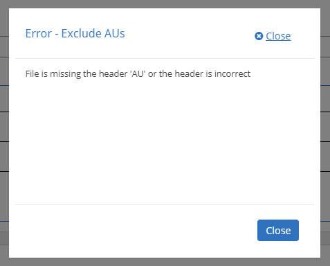 Exclude AU error header