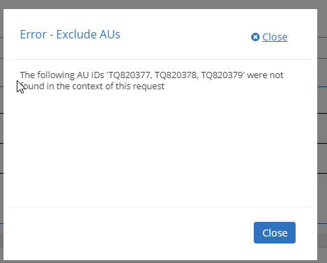 Exclude AU error ID