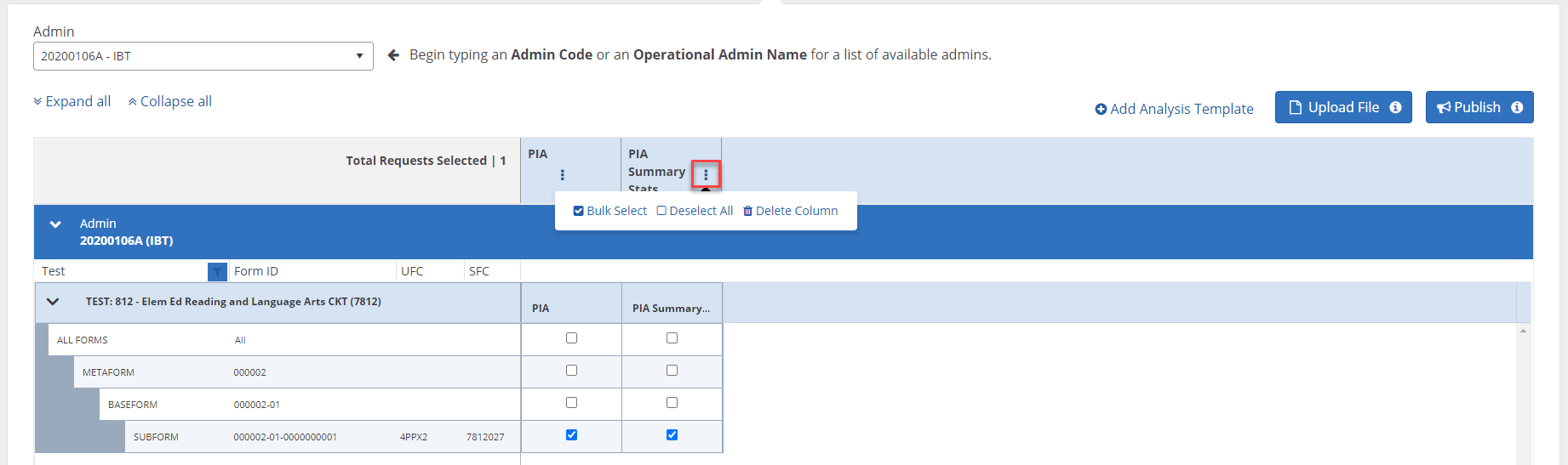 Ad-Hoc Analysis Bulk Actions