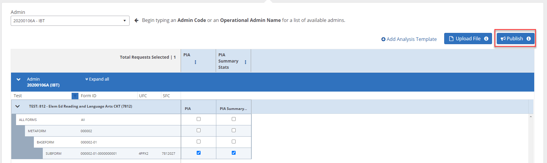 Ad-Hoc Analysis Publish a Request