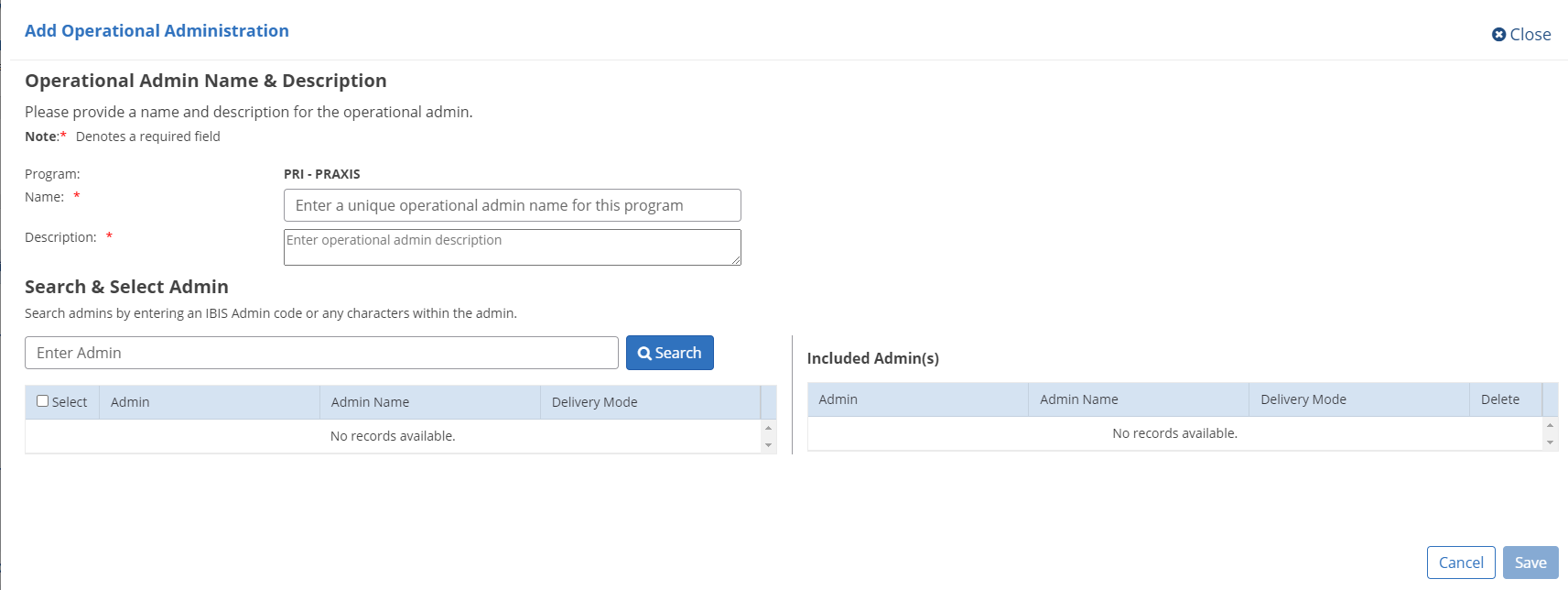 Add Operational Admin Modal