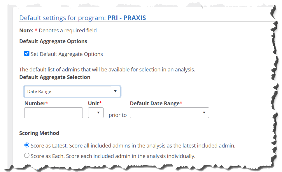 Default Aggregate Date Range