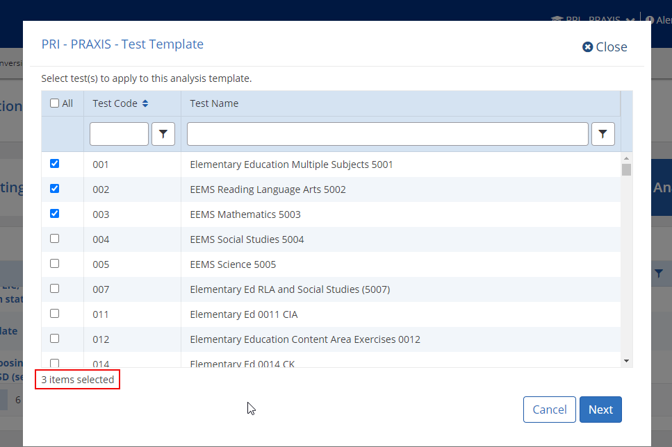 Test List