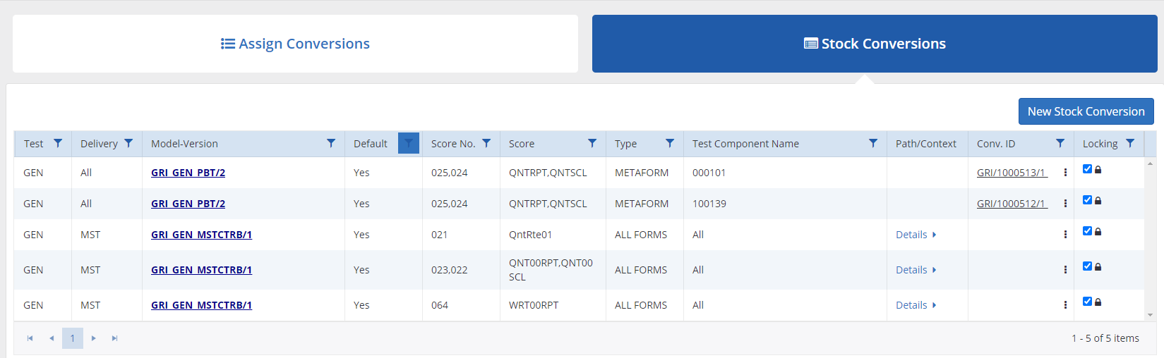 Stock Conversion View