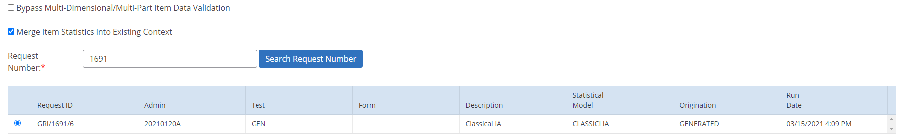 PARcore Import and Merge New Item Statistics into Existing Context example