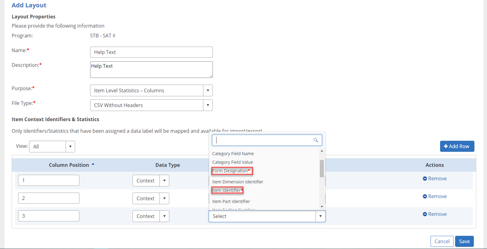 Mapped To drop down image with required fields indicated by an asterisk