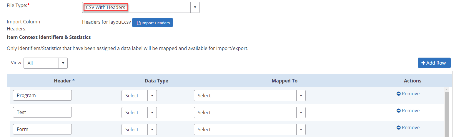 CSV File w/headers