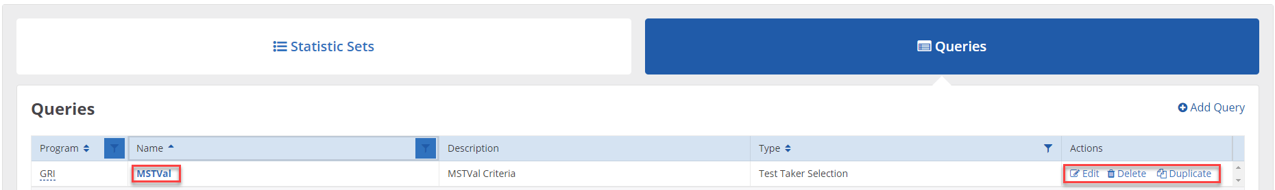 Query Table View